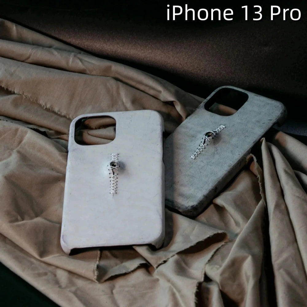 iPhone 13 Pro Leather Case | with 3D Eye Sutures Design