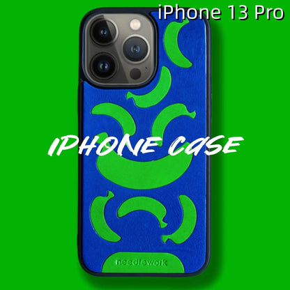 iPhone 13 Pro Leather Case | with Hand Made Banana Design
