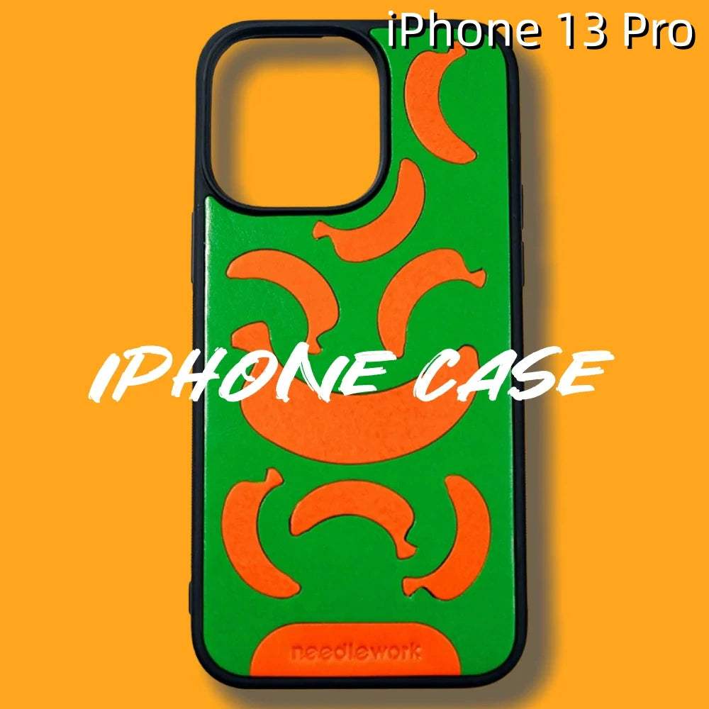 iPhone 13 Pro Leather Case | with Hand Made Banana Design