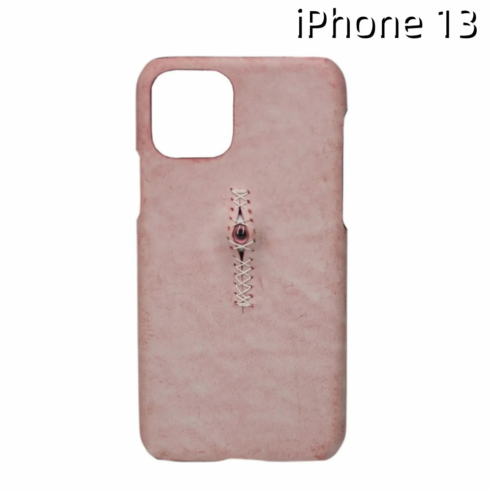 iPhone 13 Leather Case | with 3D Eye Sutures Design