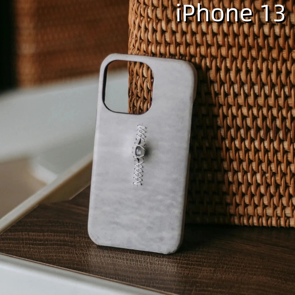 iPhone 13 Leather Case | with 3D Eye Sutures Design