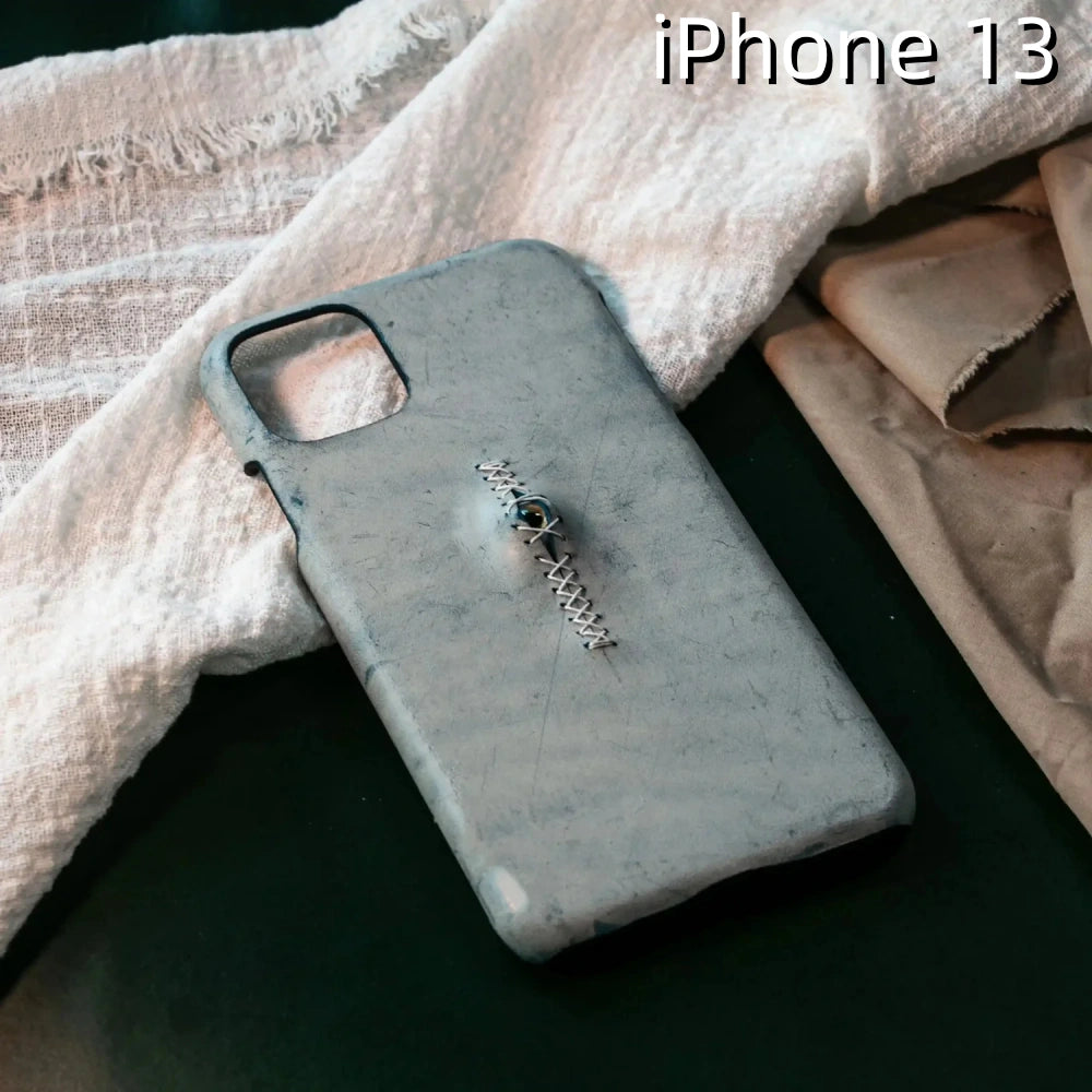 iPhone 13 Leather Case | with 3D Eye Sutures Design
