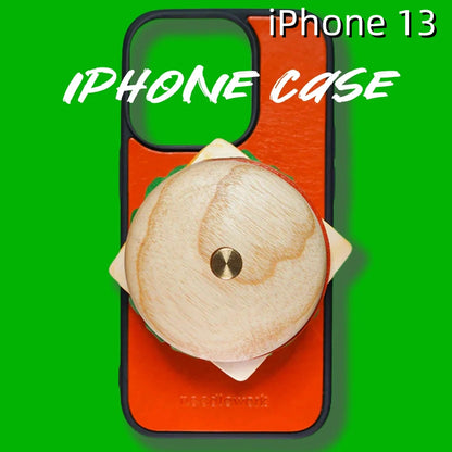 iPhone 13 Leather Case | with Removable Handle | Hamburger style