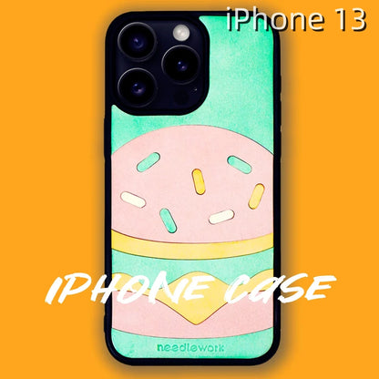 iPhone 13 Leather Case | with Hand Made Hamburger Design