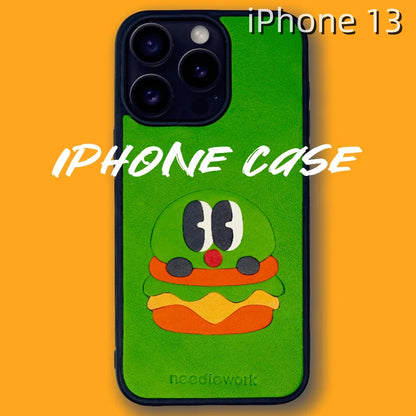 iPhone 13 Leather Case | with Hand Made Hamburger Design