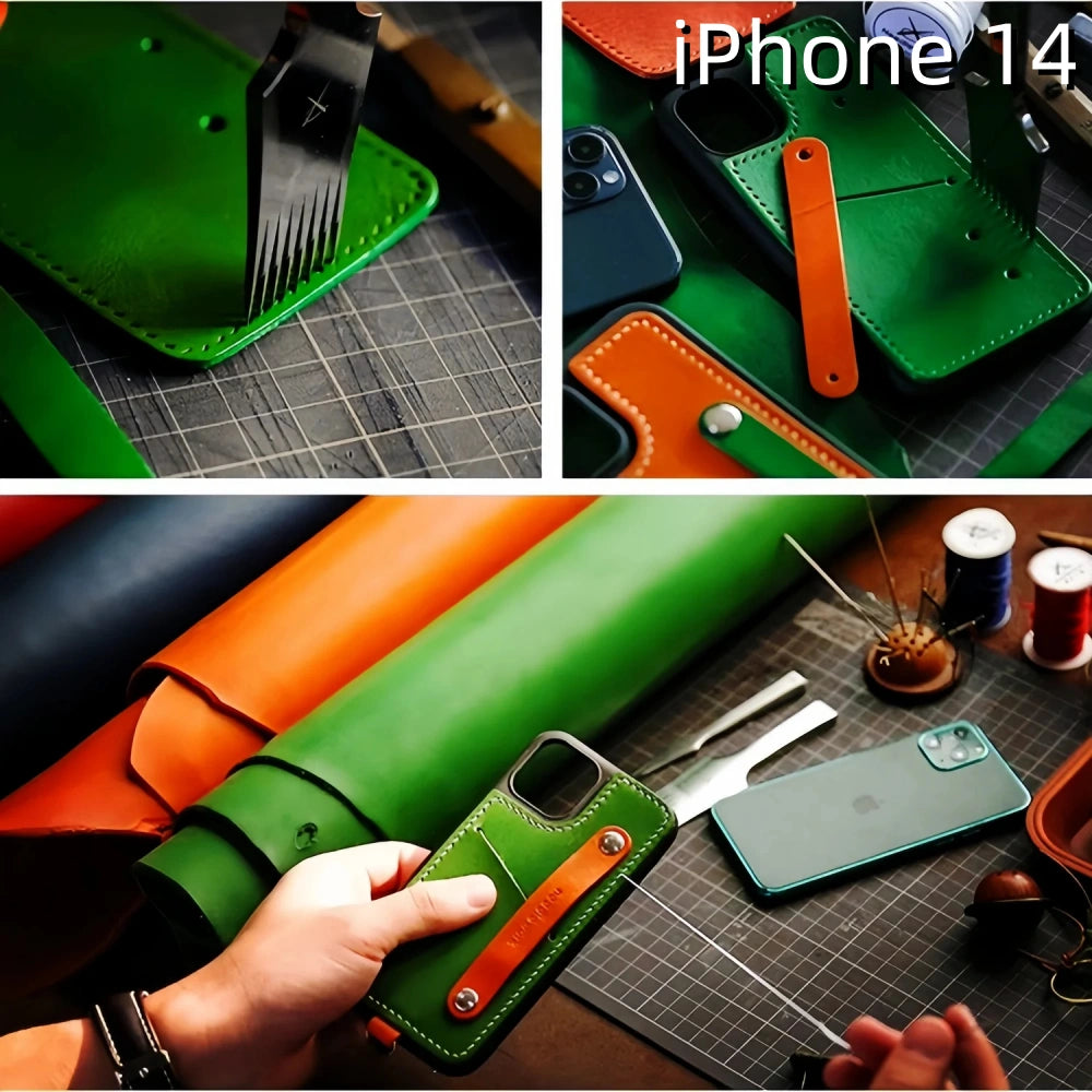 iPhone 14 Leather Case | with Strap and Card Holder