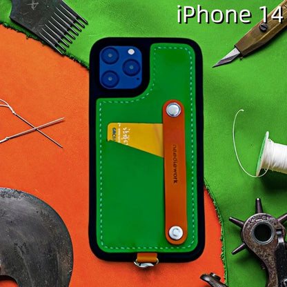 iPhone 14 Leather Case | with Strap and Card Holder