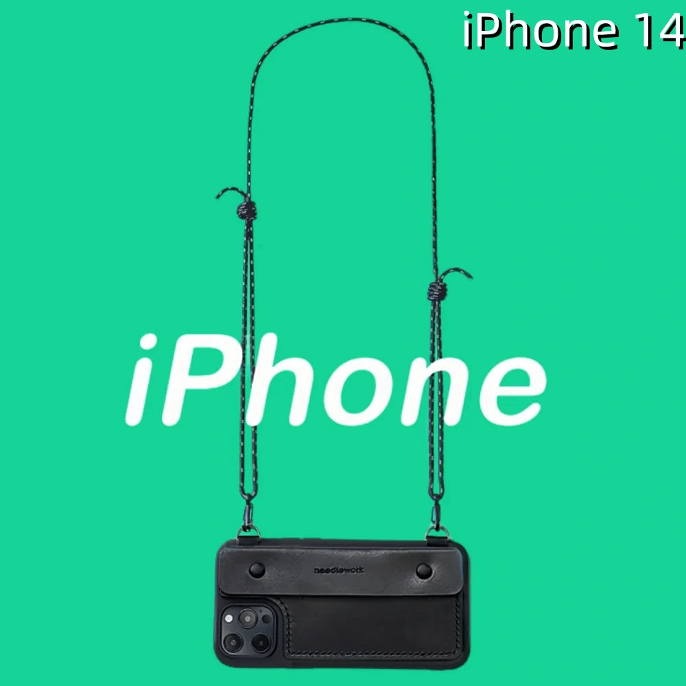 iPhone 14 Leather Case | with Strap Crossbody and Wallet