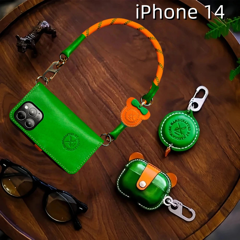 iPhone 14 Leather Case | with Strap and Flip Wallet