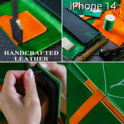 iPhone 14 Leather Case | with Strap and Flip Wallet