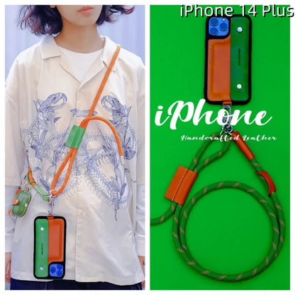 iPhone 14 Plus Leather Case | with Strap Card and Wallet