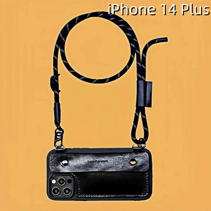 iPhone 14 Plus Leather Case | with Strap and Wallet