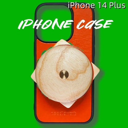 iPhone 14 Plus Leather Case | with Removable Handle | Hamburger style