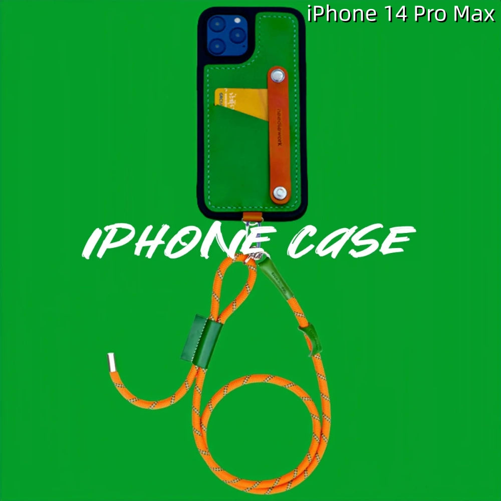 iPhone 14 Pro Max Leather Case | with Strap and Card Holder