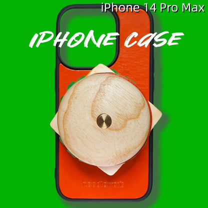 iPhone 14 Pro Max Leather Case | with Removable Handle | Hamburger style