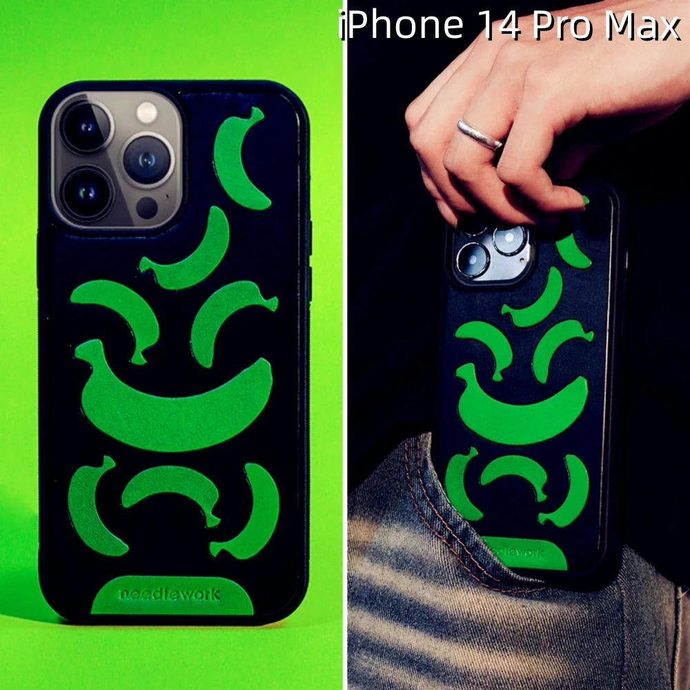 iPhone 14 Pro Max Leather Case | with Hand Made Banana Design