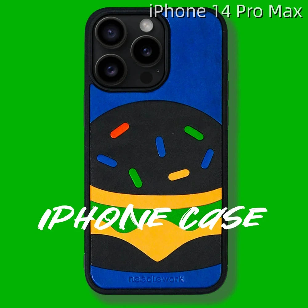iPhone 14 Pro Max Leather Case | with Hand Made Hamburger Design