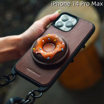 iPhone 14 Pro Max Leather Case | with Strap Crossbody and Donut Design