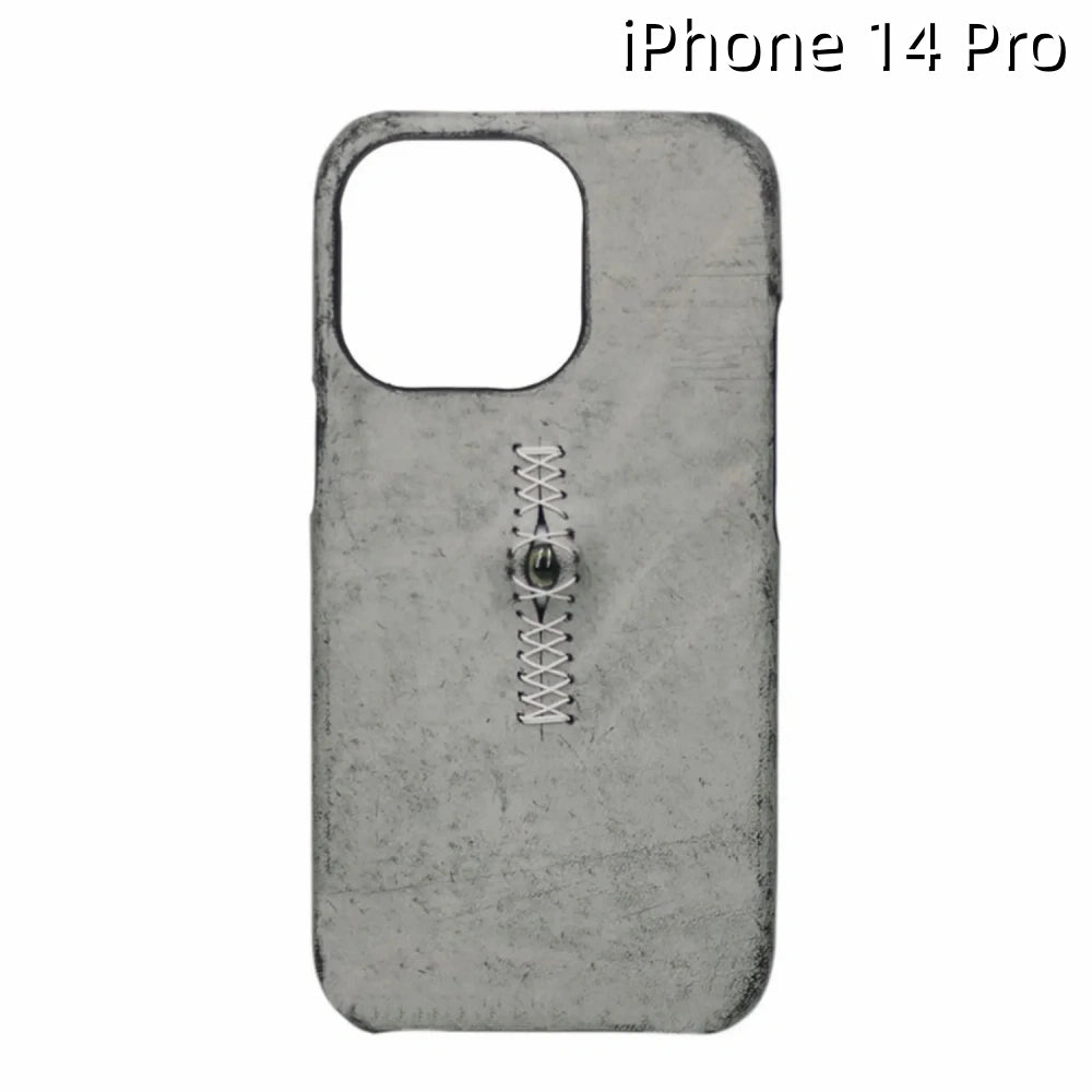 iPhone 14 Pro Leather Case | with 3D Eye Sutures Design