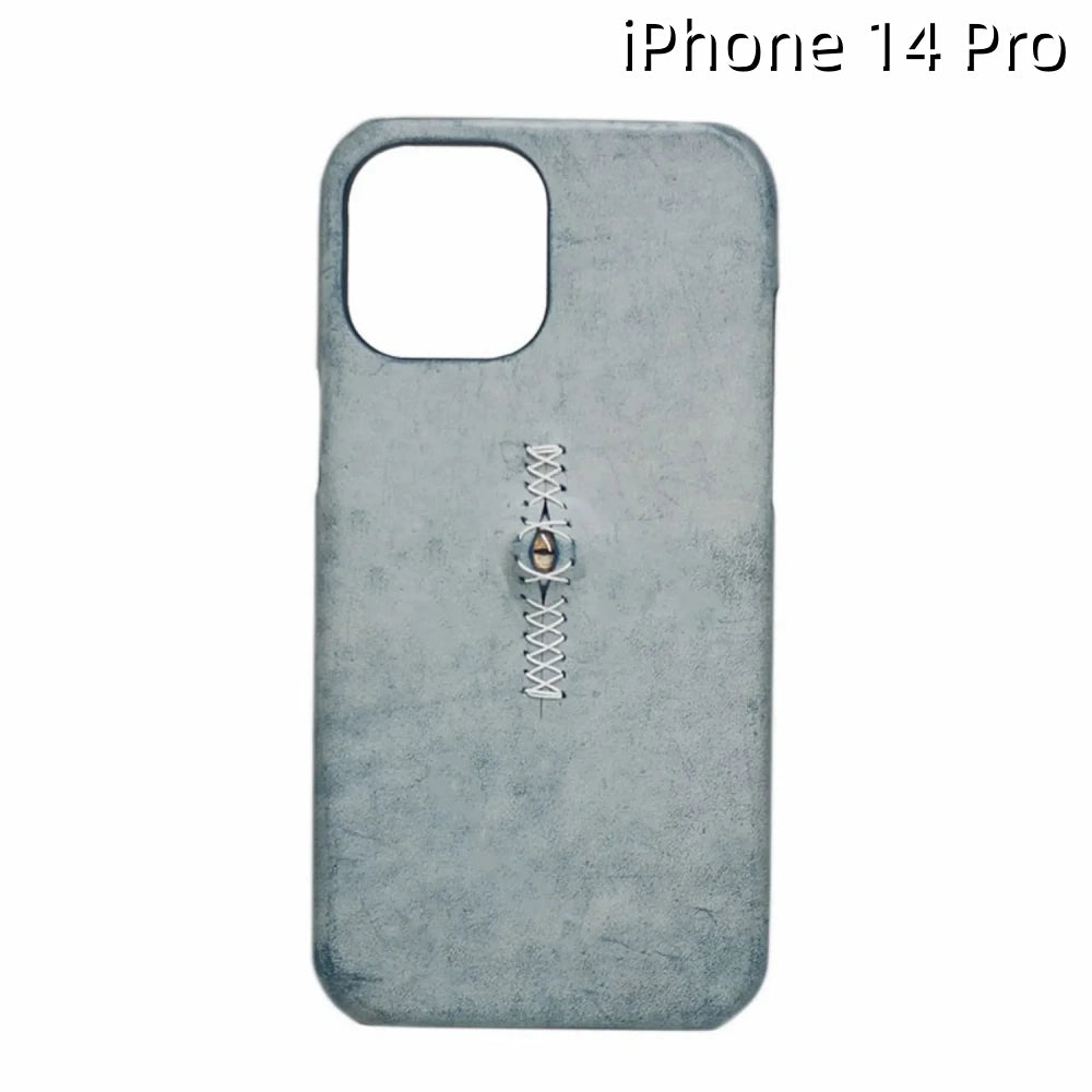 iPhone 14 Pro Leather Case | with 3D Eye Sutures Design