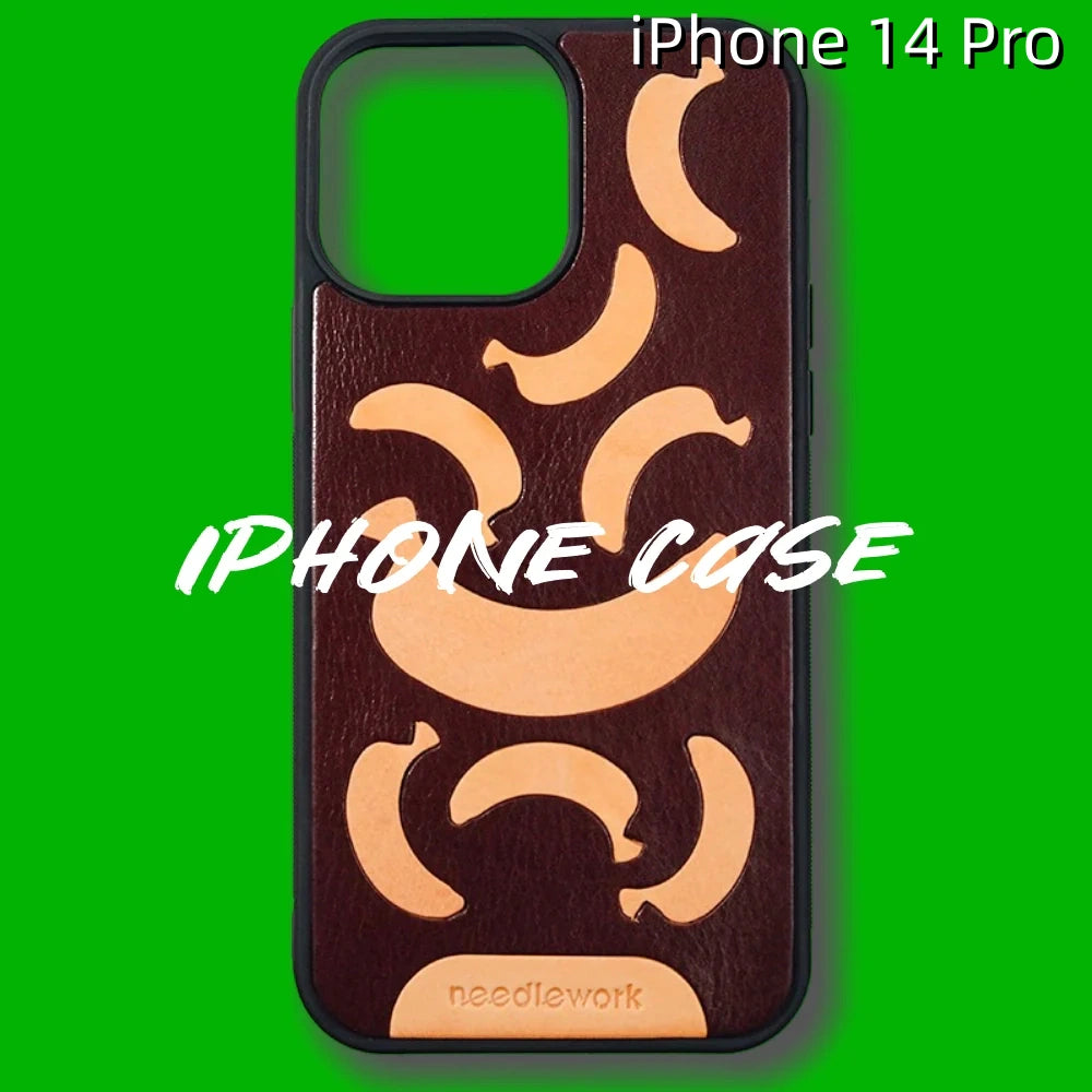 iPhone 14 Pro Leather Case | with Hand Made Banana Design