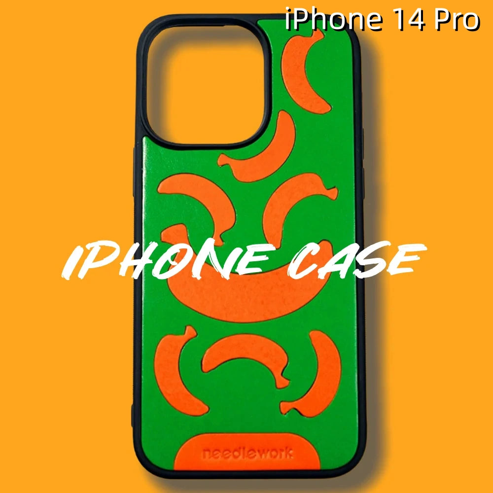 iPhone 14 Pro Leather Case | with Hand Made Banana Design