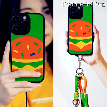 iPhone 14 Pro Leather Case | with Hand Made Hamburger Design
