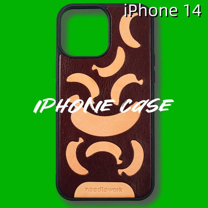 iPhone 14 Leather Case | with Hand Made Banana Design