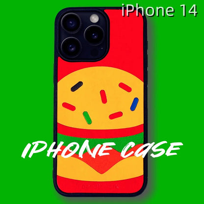 iPhone 14 Leather Case | with Hand Made Hamburger Design