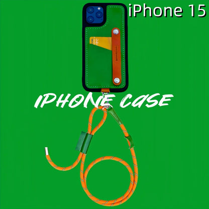 iPhone 15 Case Leather Case | with Strap and Card Holder