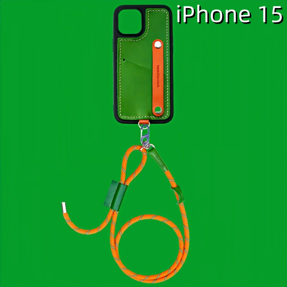 iPhone 15 Case Leather Case | with Strap and Card Holder