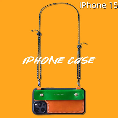 iPhone 15 Leather Case | with Strap Crossbody and Wallet
