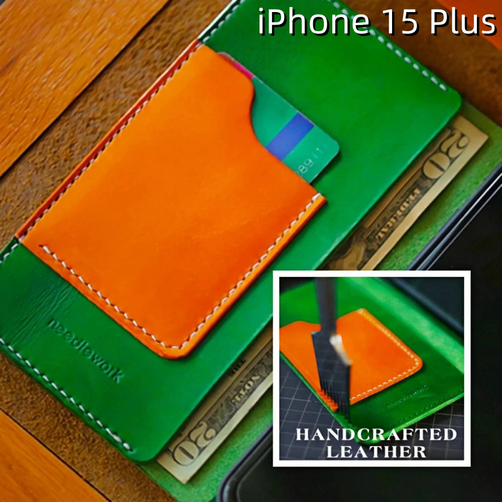iPhone 15 Plus Leather Max Case | with Strap and Flip Wallet