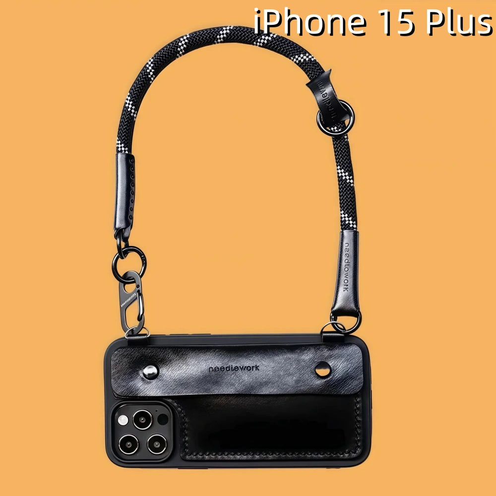 iPhone 15 Plus Leather Case | with Strap and Wallet