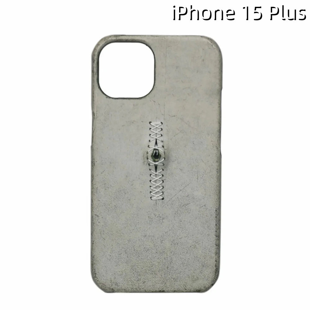 iPhone 15 Plus Leather Case | with 3D Eye Sutures Design