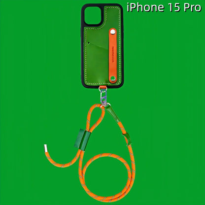 iPhone 15 Pro Leather Case | with Strap and Card Holder