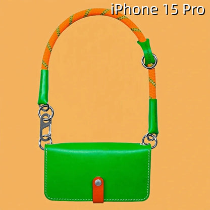 iPhone 15 Pro Leather Max Case | with Strap and Flip Wallet