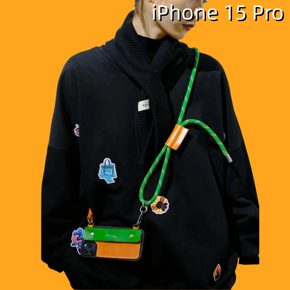 iPhone 15 Pro Leather Case | with Strap and Wallet