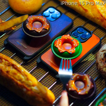 iPhone 15 Pro Max Leather Case | with Handle Strap and Donut Design