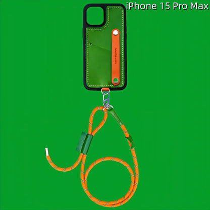 iPhone 15 Pro Max Leather Case | with Strap and Card Holder
