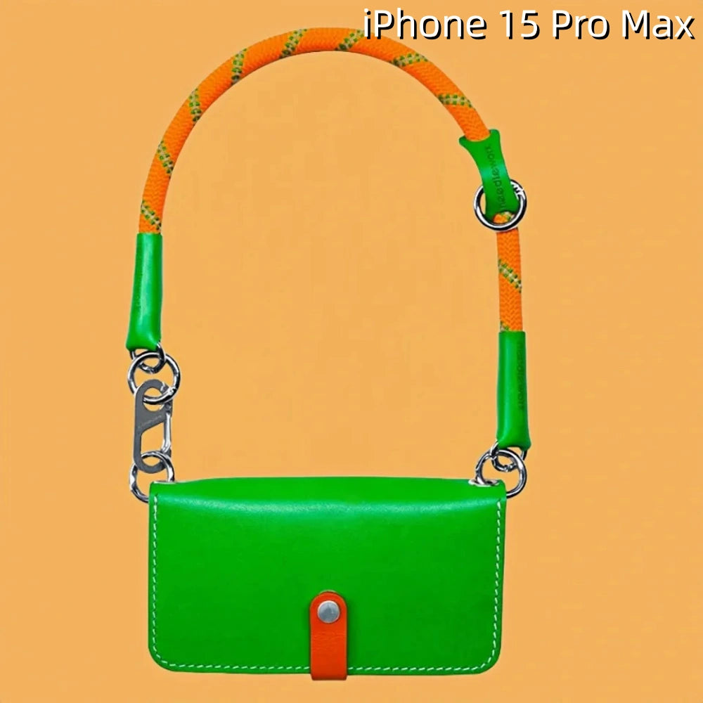 iPhone 15 Pro Max Leather Max Case | with Strap and Flip Wallet