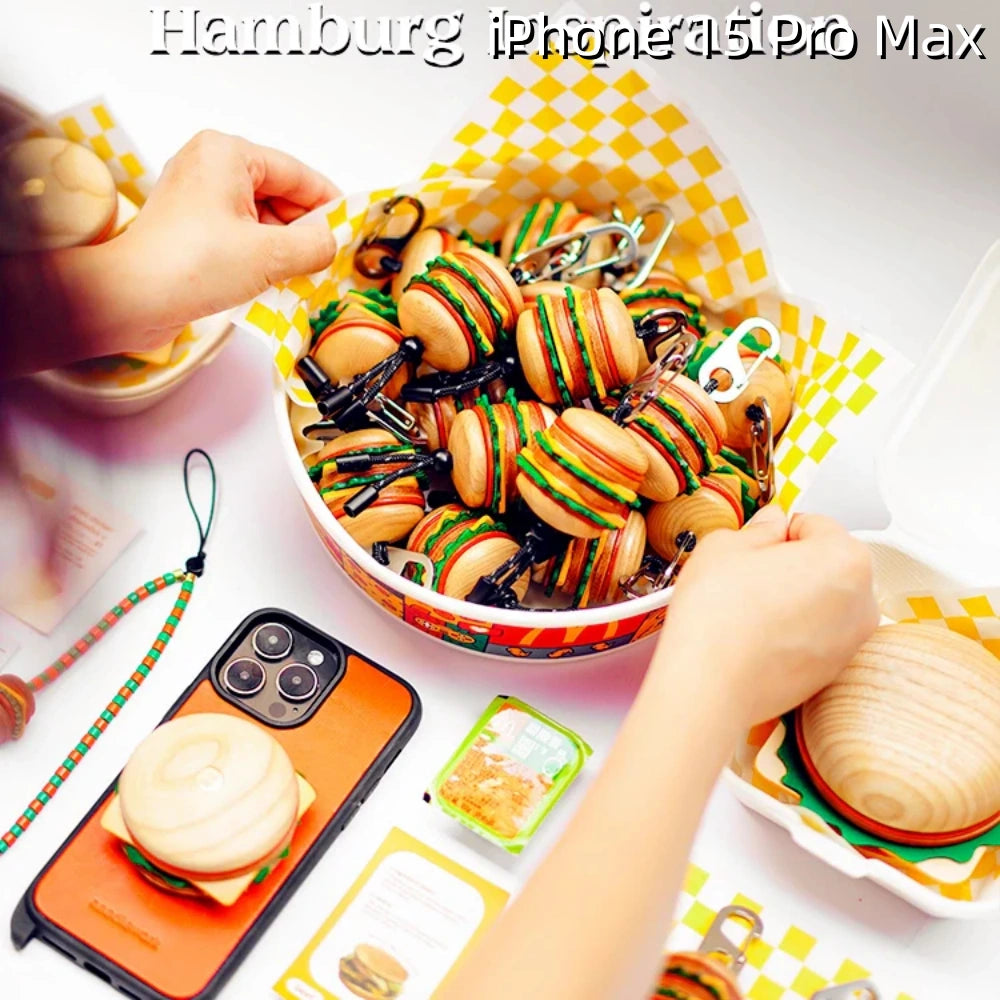 iPhone 15 Pro Max Leather Case | with Removable Handle | Hamburger style