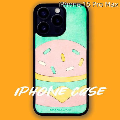 iPhone 15 Pro Max Leather Case | with Hand Made Hamburger Design