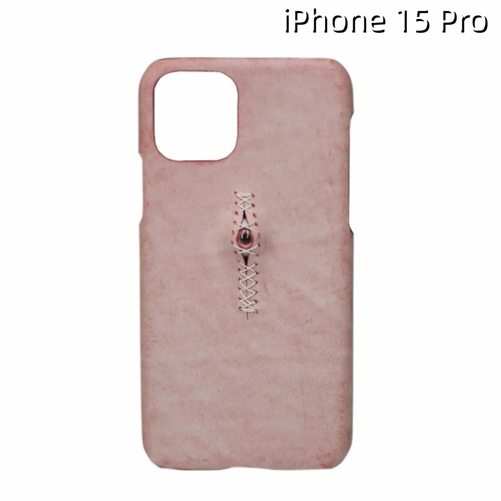 iPhone 15 Pro Leather Case | with 3D Eye Sutures Design