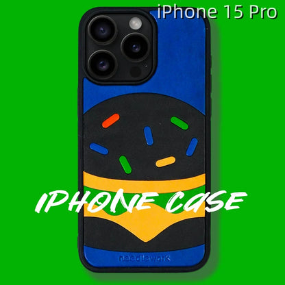 iPhone 15 Pro Leather Case | with Hand Made Hamburger Design