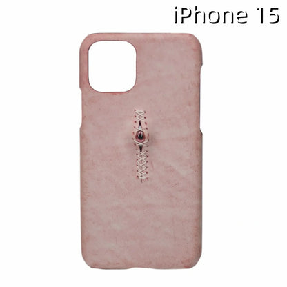 iPhone 15 Leather Case | with 3D Eye Sutures Design