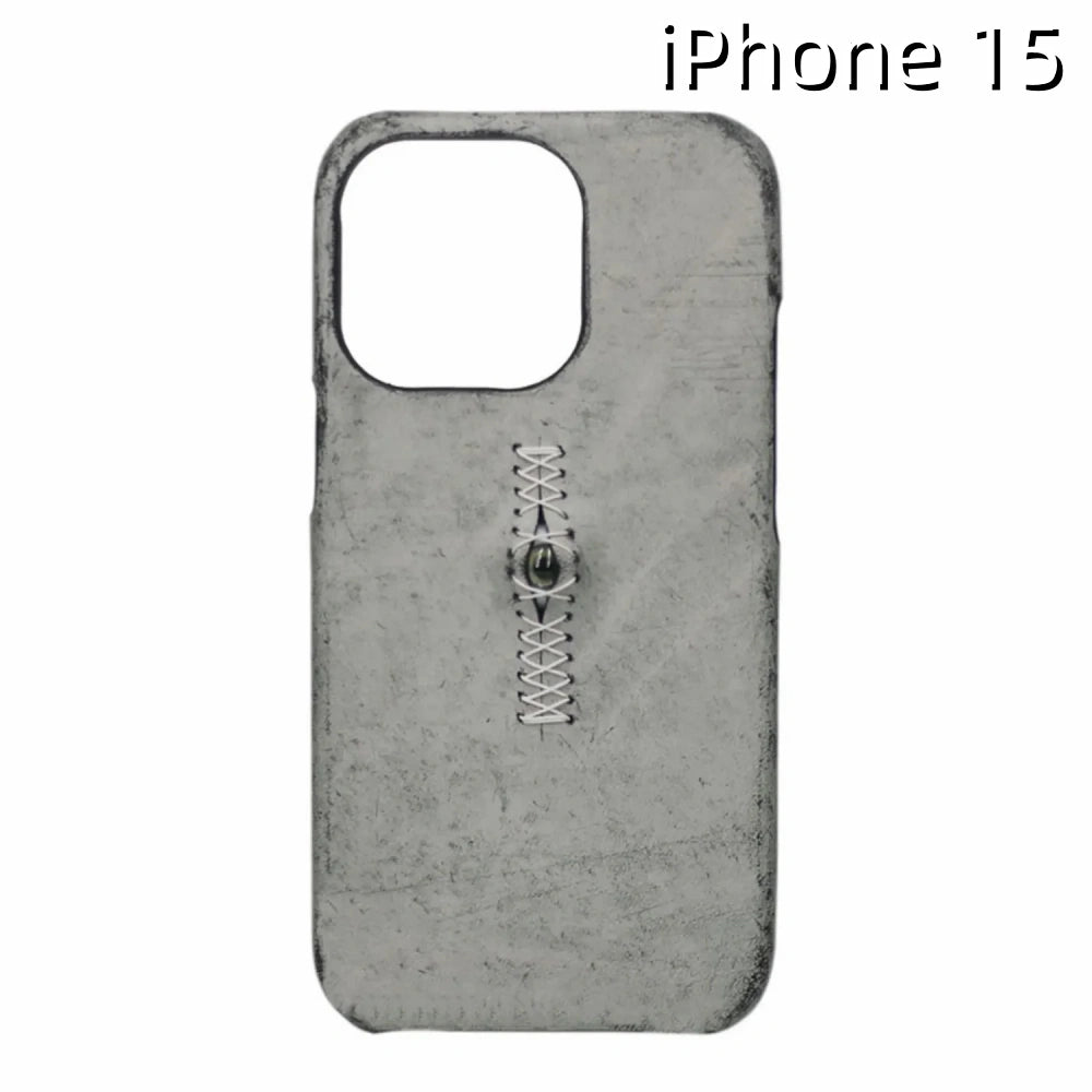 iPhone 15 Leather Case | with 3D Eye Sutures Design