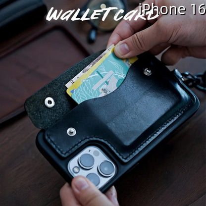 iPhone 16 Leather Case | with Strap Crossbody and Wallet