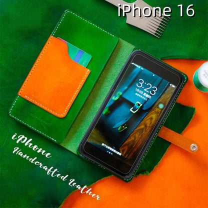 iPhone 16 Leather Max Case | with Strap and Flip Wallet