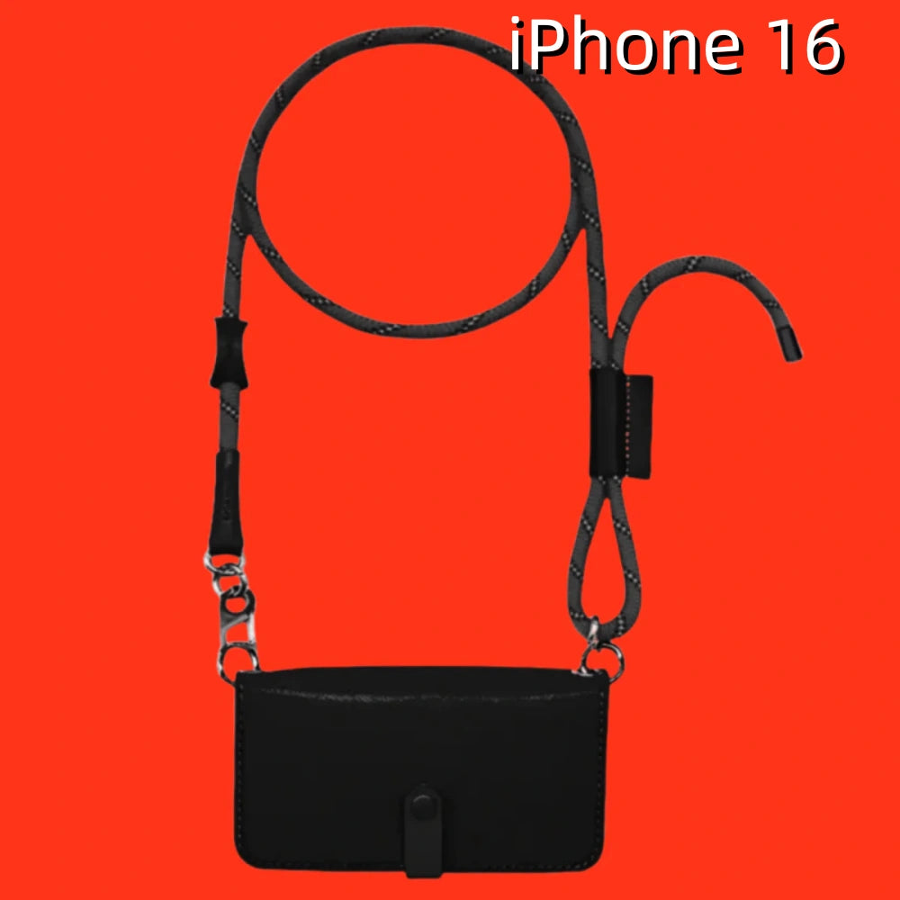 iPhone 16 Leather Max Case | with Strap and Flip Wallet